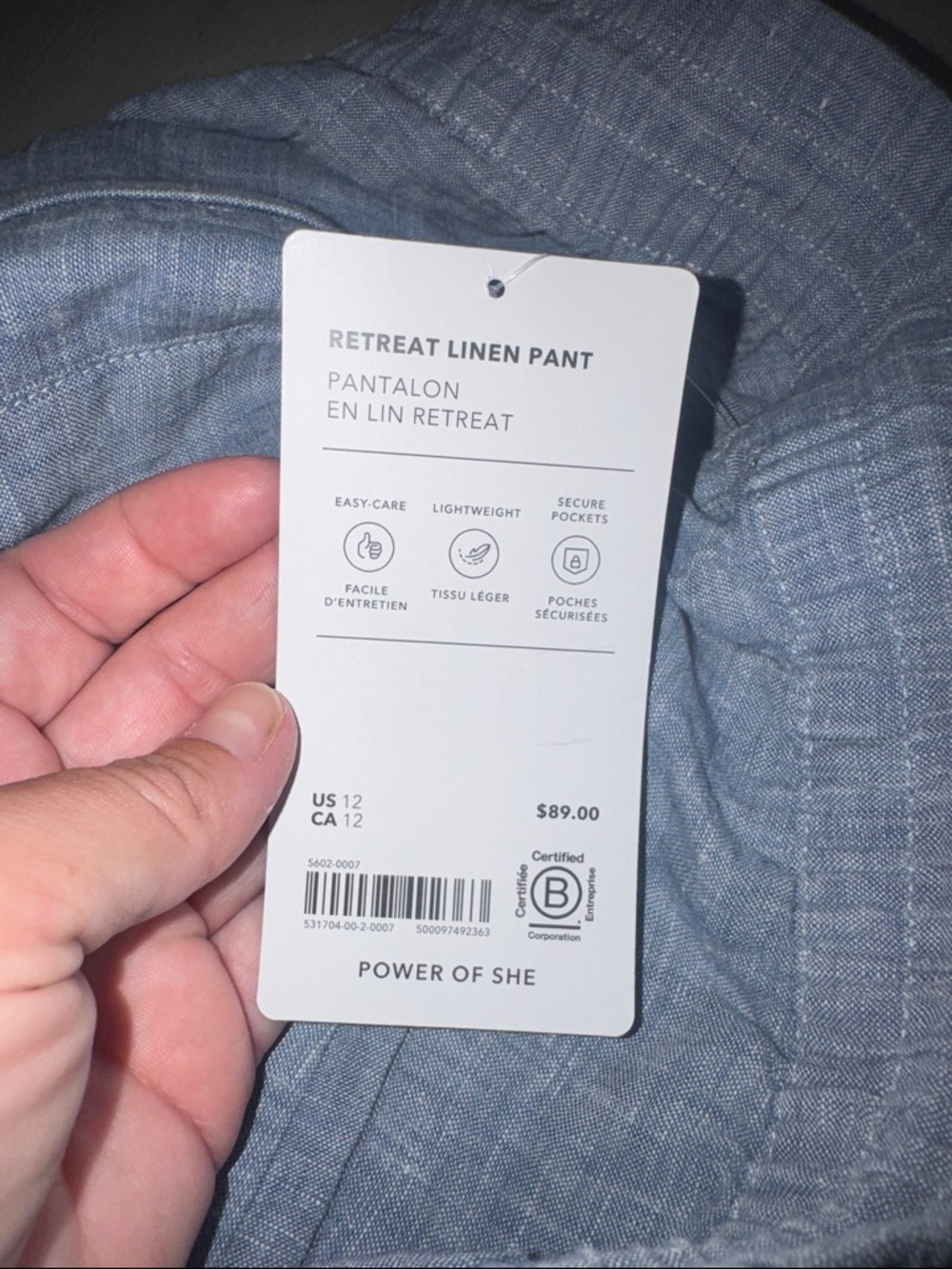 Athleta Retreat Linen Jogger Pant Size 12 NEW Blue 100% Linen - Picture 5 of 12